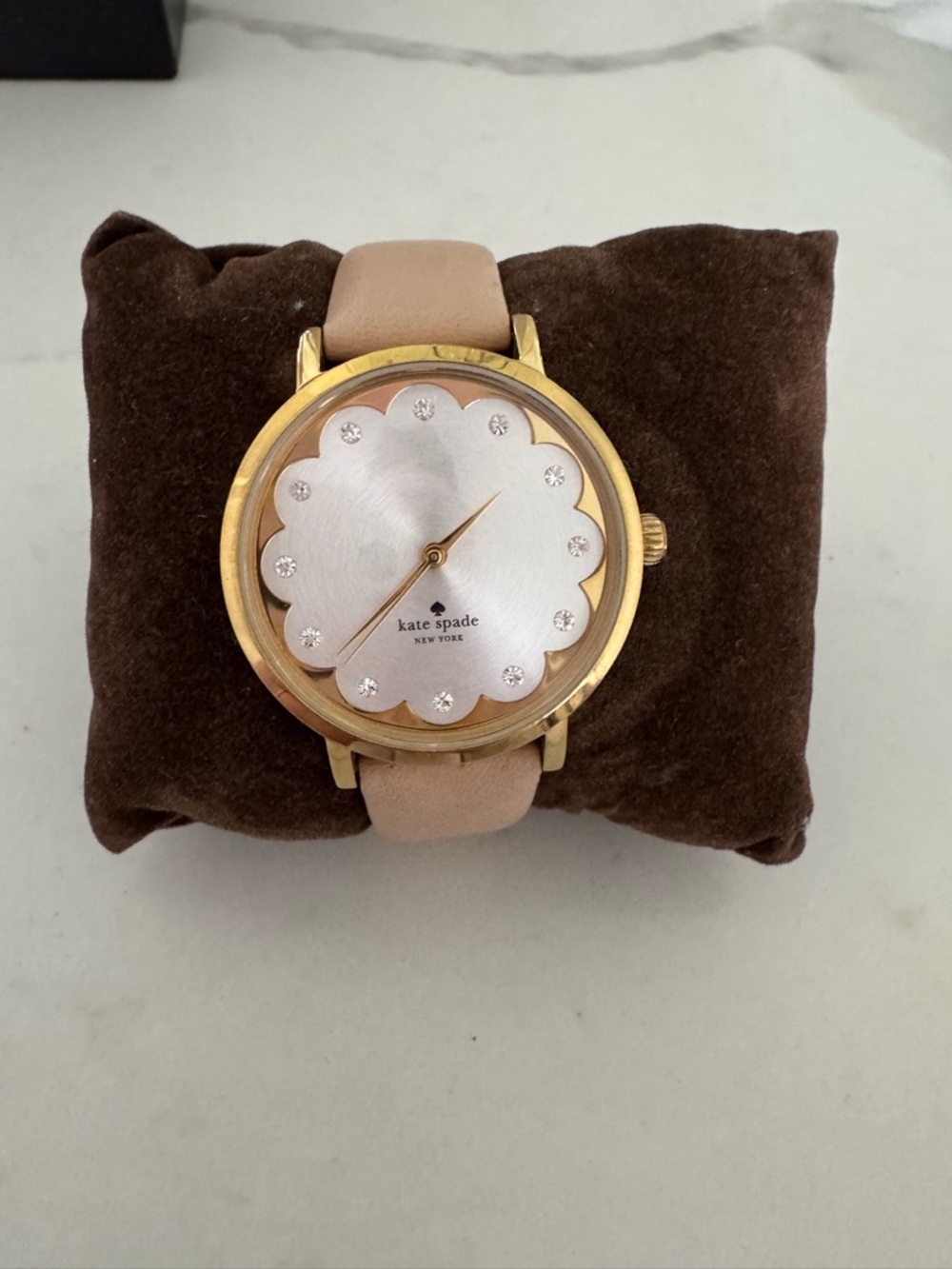 kate spade Pink Leather Scallop-Edge Gold-Tone Women's Watch
